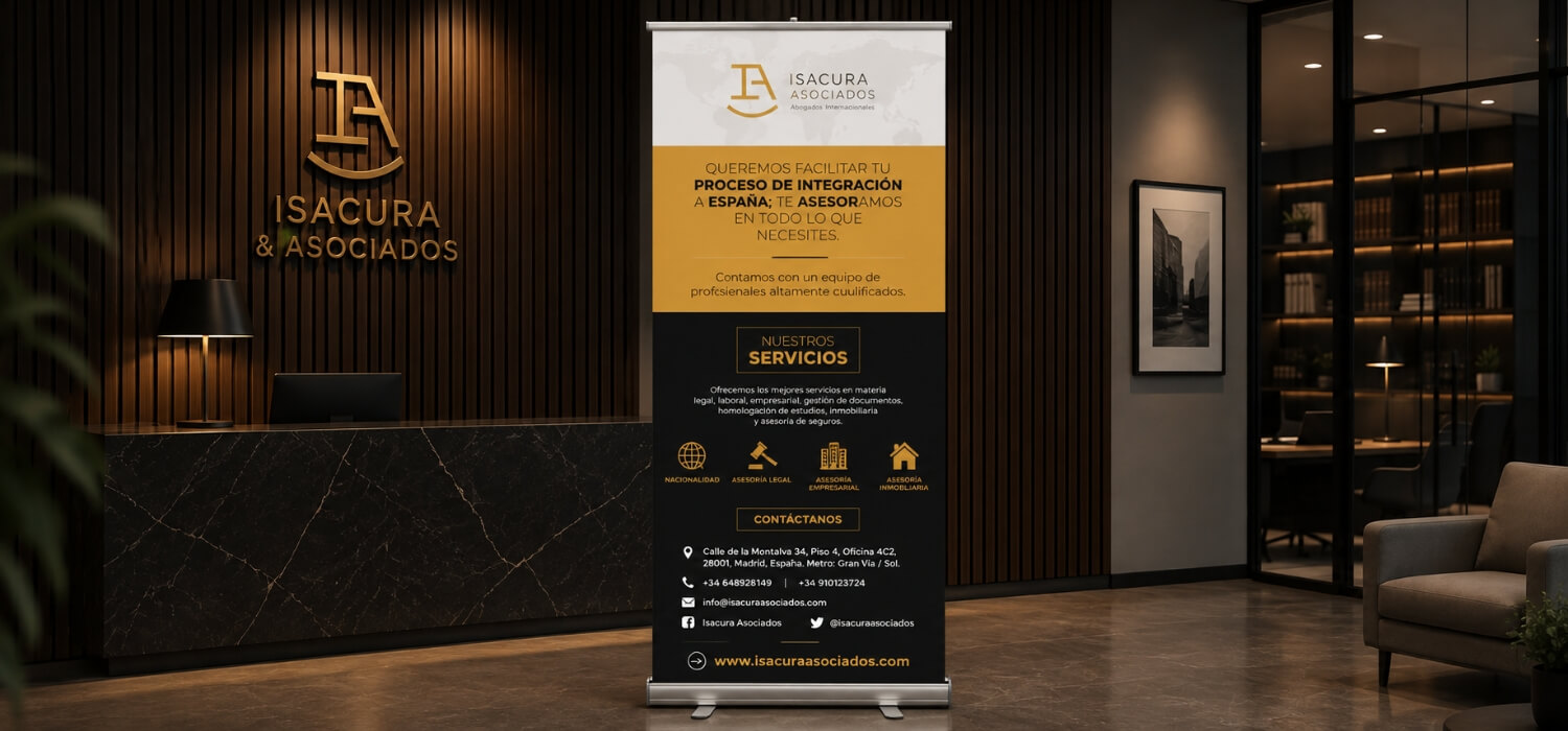 Isacura & Asociados large format roll-up banner design