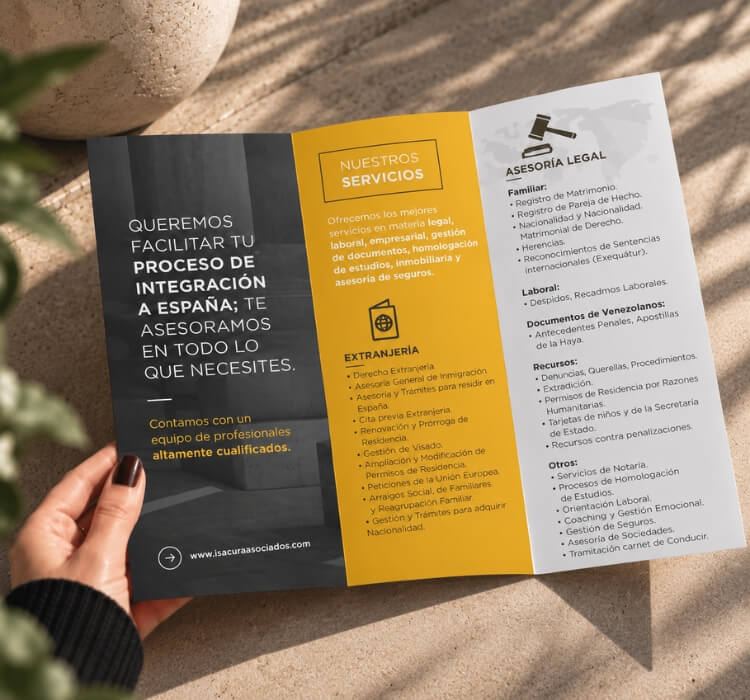 Isacura & Asociados corporate tri-fold brochure