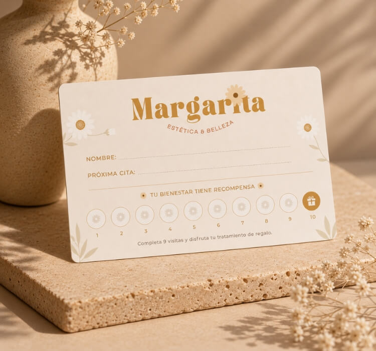 Margarita beauty center loyalty card and appointment reminder design